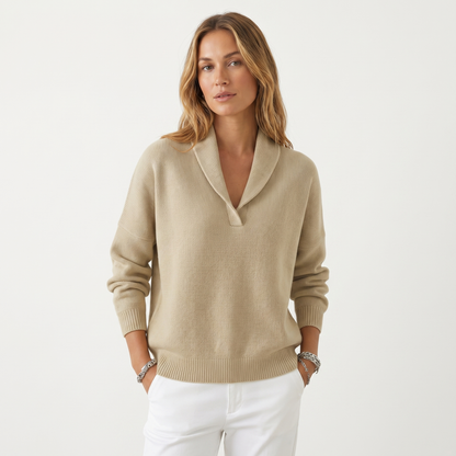 Jersey de Punto con Cuello en V para Mujer