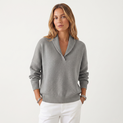 Jersey de Punto con Cuello en V para Mujer