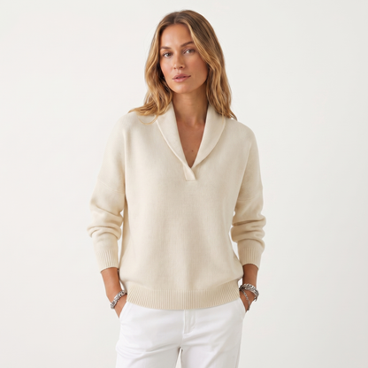 Jersey de Punto con Cuello en V para Mujer