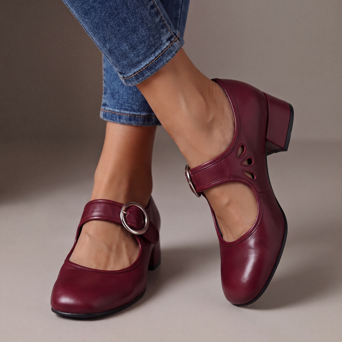 Delacroix Paris Nathalie Zapatos Mary Jane de Cuir para Mujer