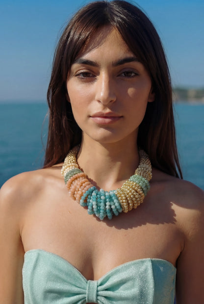 Mi Tienda Collar Acqua Preziosa De Cuentas Turquesa Y Coral