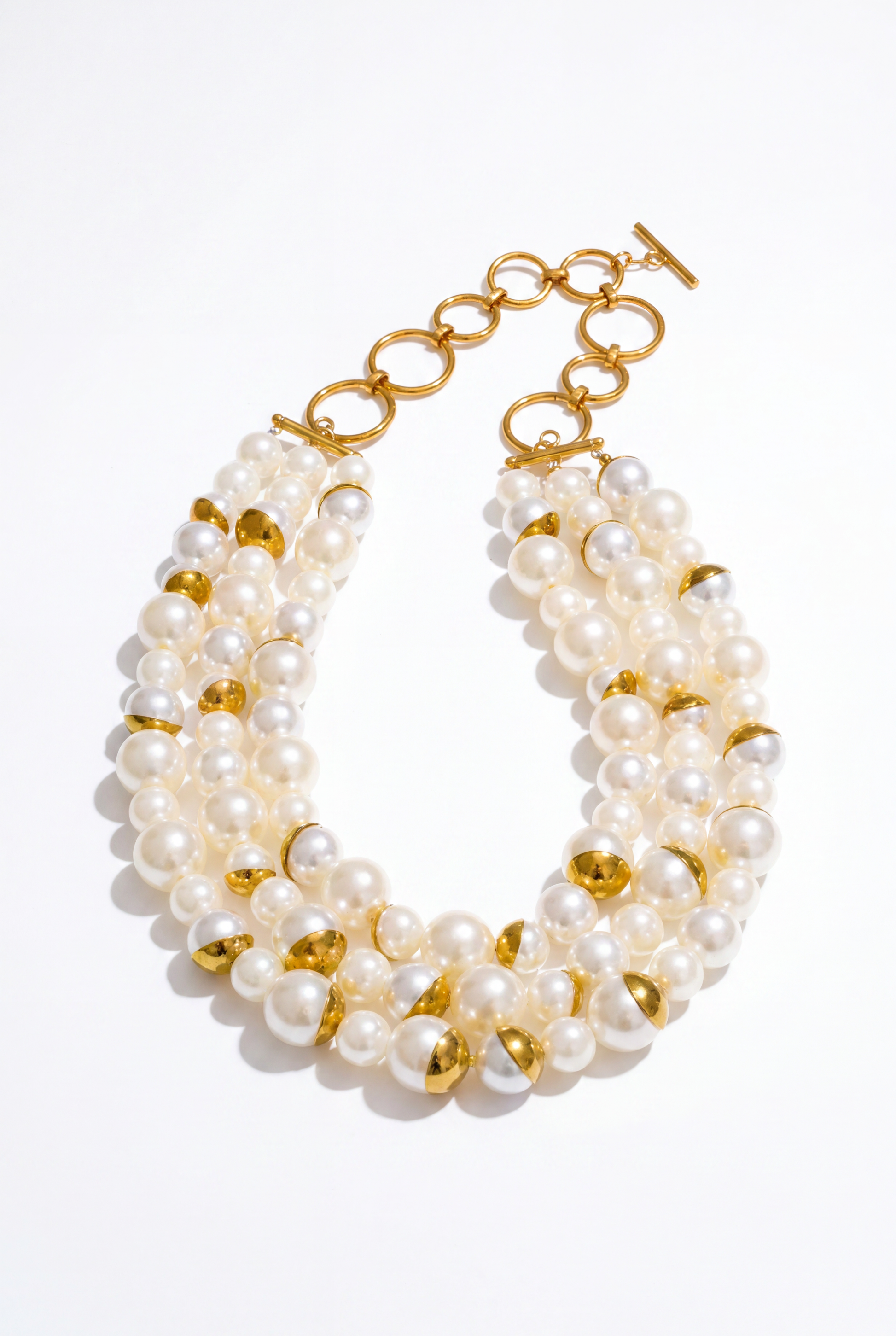 Isabelinass Bianca Collar Statement Multicapa Perlas Tono Dorado