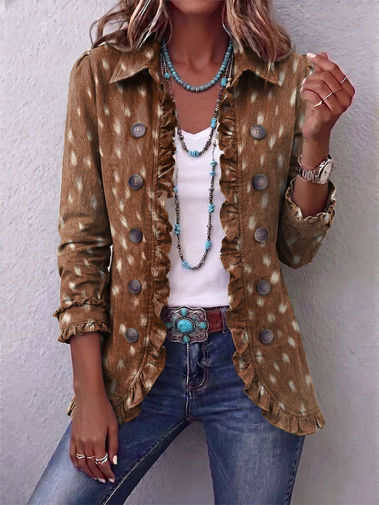Nicolasa Chaqueta con Estampado Animal y Volantes para Mujer