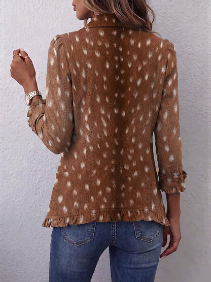 Nicolasa Chaqueta con Estampado Animal y Volantes para Mujer
