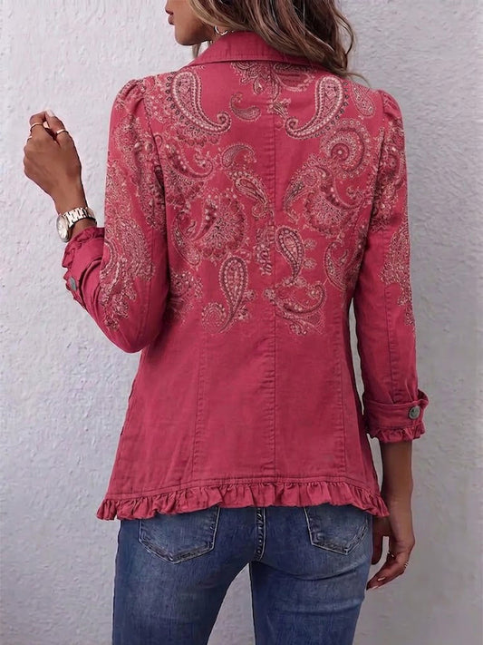 Adoración Chaqueta de Cachemira con Volantes para Mujer Rosa