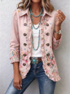 Araceli Chaqueta Floral con Volantes y Botones para Mujer Rosa