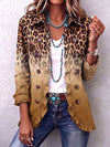 Reyes Chaqueta Blazer con Volantes de Leopardo para Mujer Ocre