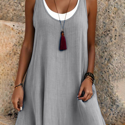 Shopetei Vestido de Verano con Capas sin Tirantes